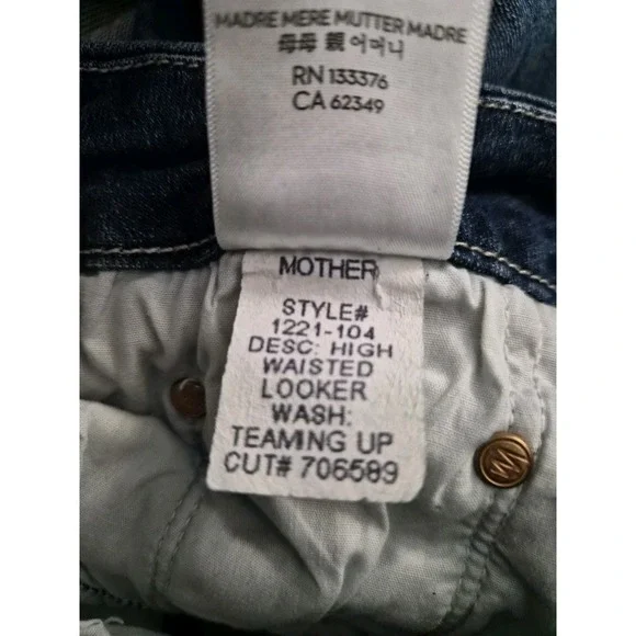 Mother The Looker High Waisted Skinny Jeans Women's Size 29 Teaming Up Wash Dark - Picture 6 of 8